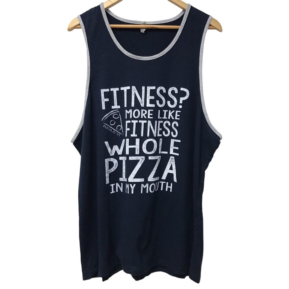 Next Level Apparel Mens XL Tank Blue Gray Fitness Pizza